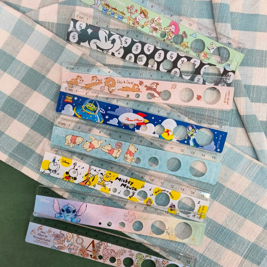 Disney 15cm Wave Hole Ruler Stationery Mickey Pooh Alice Stitch Three ...