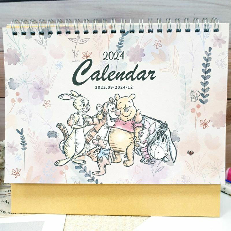 2024 Pooh New Year's Eve Desk Calendar Disney Triangle Monthly Annual