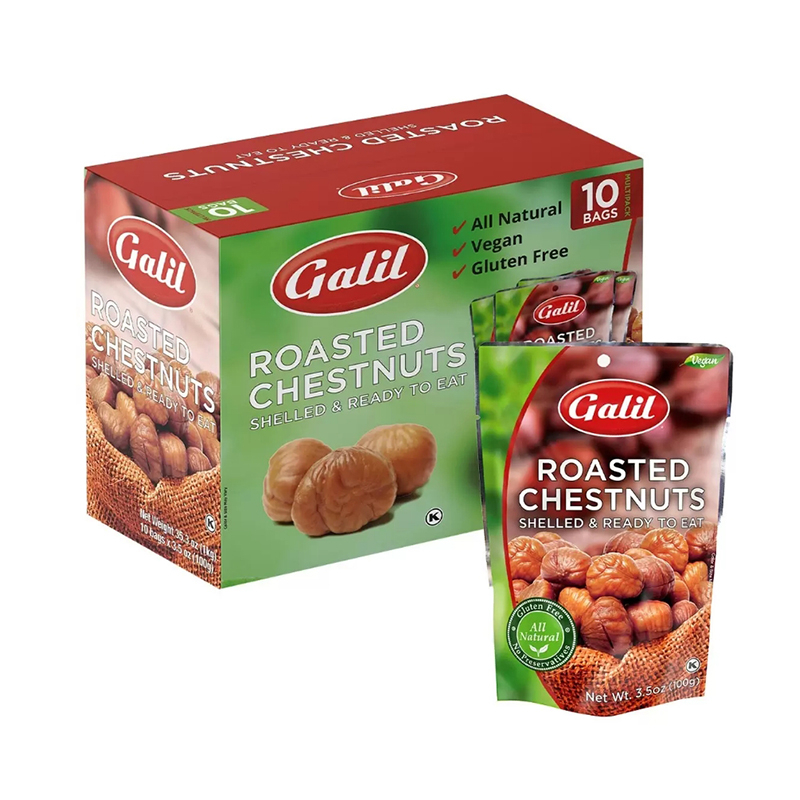 Galil Cooked Roasted Shelled Sweet Chestnuts 100g X 10 Packs Validity