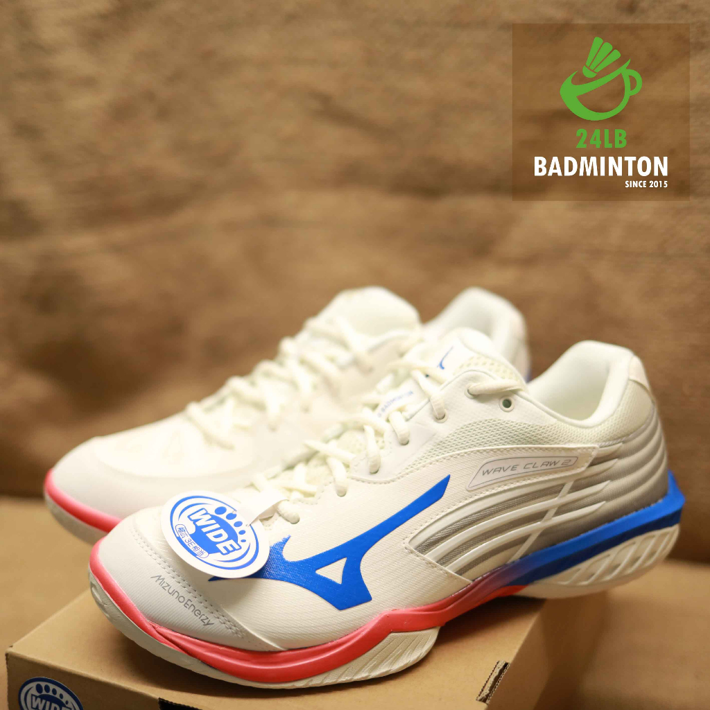 24 Pound Badminton MIZUNO MIZUNO High End Badminton Shoes WAVE CLAW 2 Blue White Red 71GA211010 No. 28 Zero Code Discount Shopee Singapore