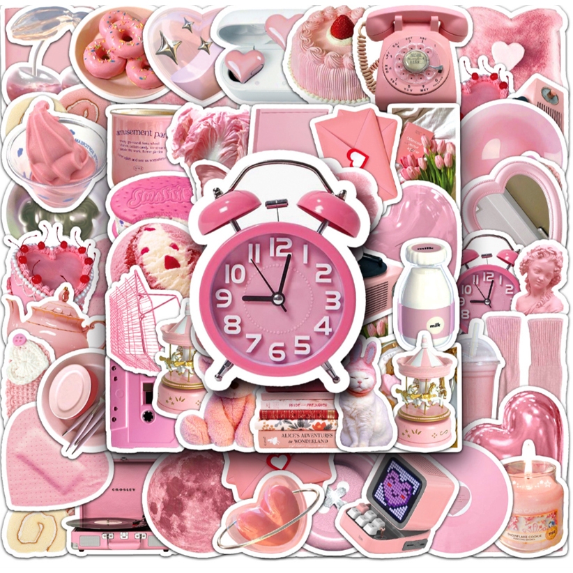 Luggage Stickers [Pink Color Series] 50 Sheets Waterproof Pink Graffiti ...
