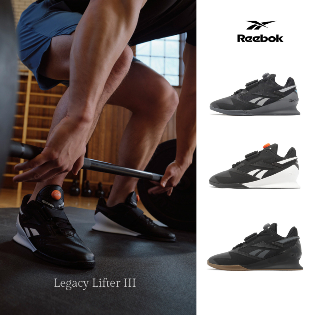 Reebok Weightlifting Shoes Legacy Lifter III Men Training Stable Support Black Gray ACS