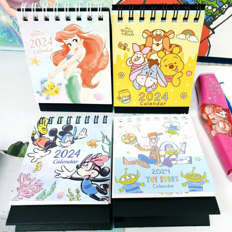 2024 Disney Mini Desk Calendar Triangle Small Pooh Princess Three-Eyed ...