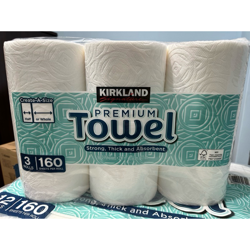 Kirkland Signature Randomly Tear Premium Kitchen Towels 160 Sheets Per Roll X 3 Rolls Costco Daigou Available Coupons Shopee Singapore