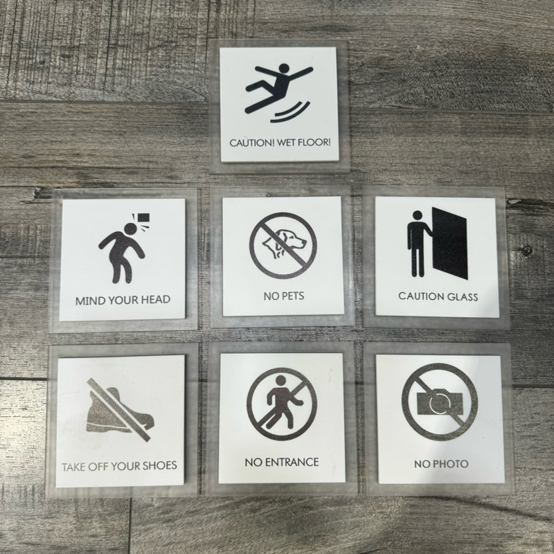 Angel White No Smoking Be Careful Slippery Glass Pets Barrier-Free ...
