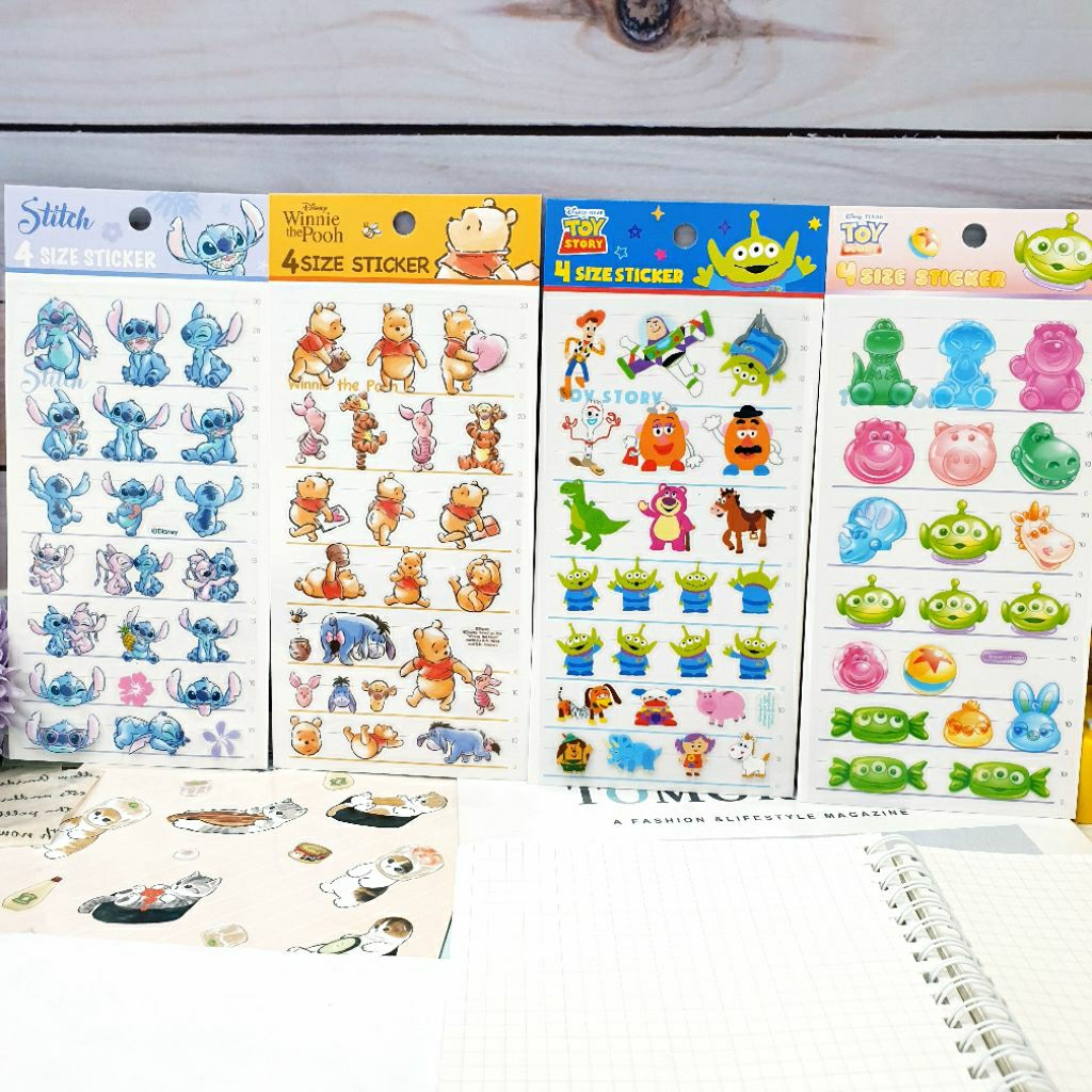 Disney Transparent Stickers 4 Sizes Princess Pooh Mickey Bear Hug ...