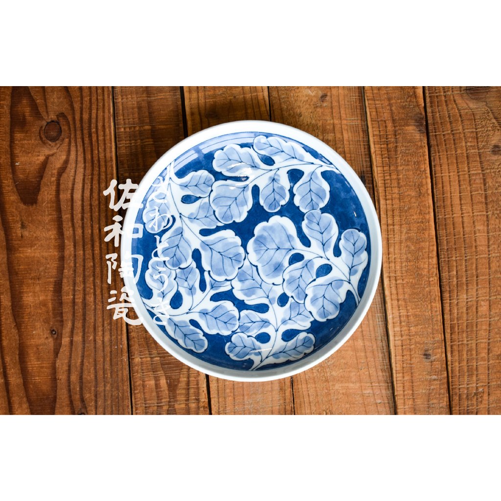 +Sawa Ceramic Tableware Wholesale+[ Kameyoshi-e Blue Leaf 22.5 Dishes ...