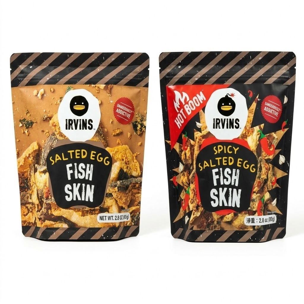 IRVINS Salted Egg Yolk Fish Skin Original Flavor and Spicy Optional ...