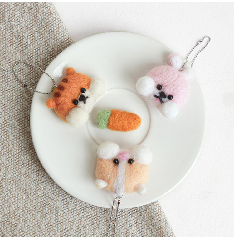 Korean Wool Felt Charm Doll Key Ring Hand-Made Short-Tailed Low ...