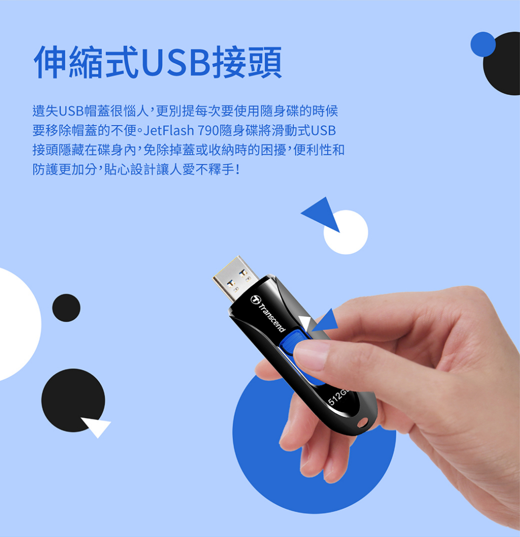 TRANSCEND 256G 256GB Flash Drive JetFlash790 USB 3.1 TS256GJF790W ...
