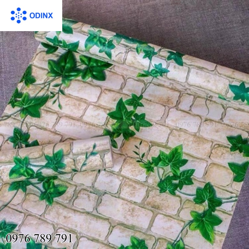 10m Wallpaper Fake Brick Blue Vines With Available Glue, Wall Decal