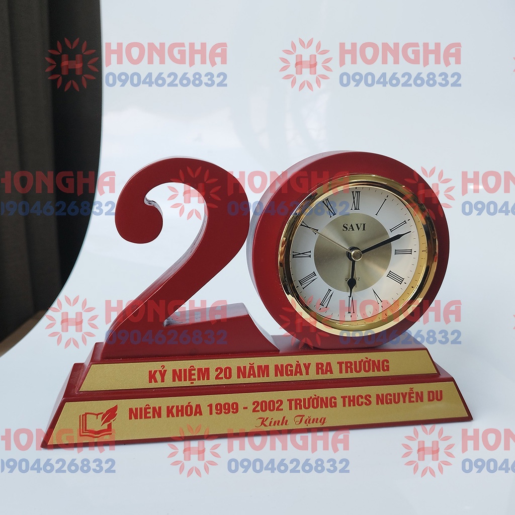 Wooden desk clock number 20 as a souvenir for class reunions and ...