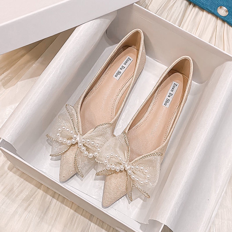 Champagne flat clearance wedding shoes