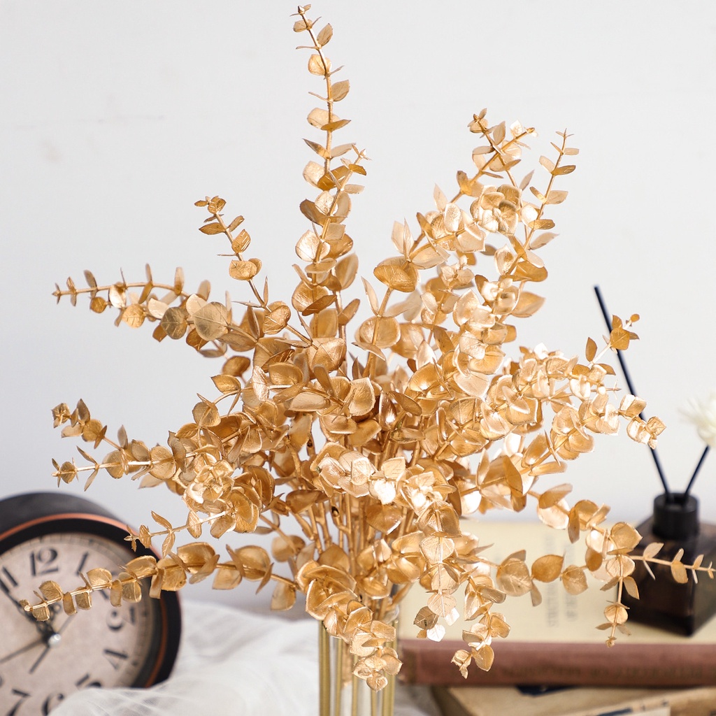 High quality artificial Gold Eucalyptus Leaves wedding decoration Home ...