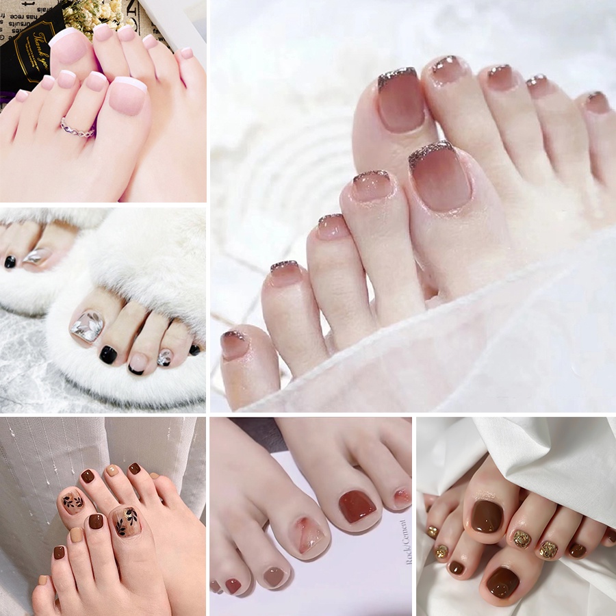 YKHMYB 24pcs per box of wearable nail toenail false nail set with glue ...