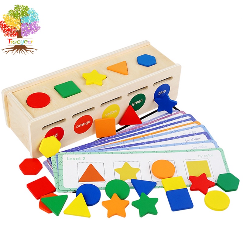 Treeyear Montessori Toys Color&Shape Sorting Learning Matching Box for Baby Toddlers 1-3 Year Old