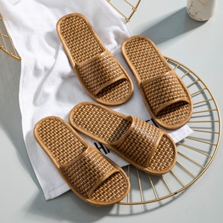 2023 Summer Chinese Style Bamboo Rattan Straw Mats Linen Slippers for Men  and Women Indoor Slip-Proof Sandals Home Shoes