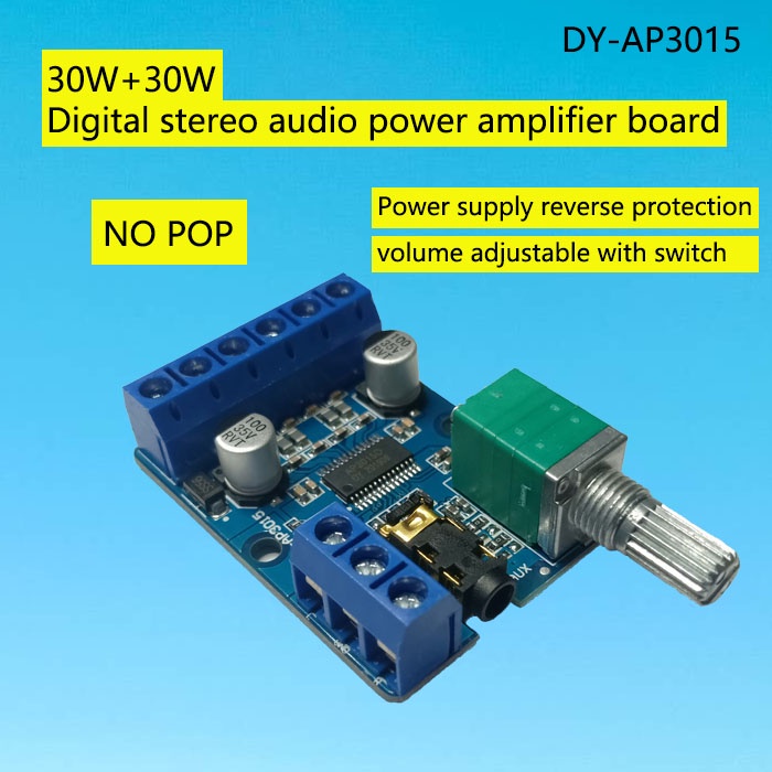 30W*2 Digital stereo audio power amplifier board 12V/24V supply DIY
