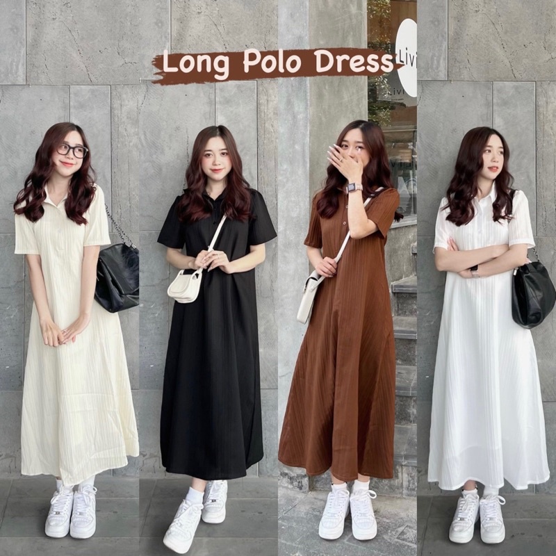 Long polo dress with silk strap dress (Real photo) Shopee Singapore