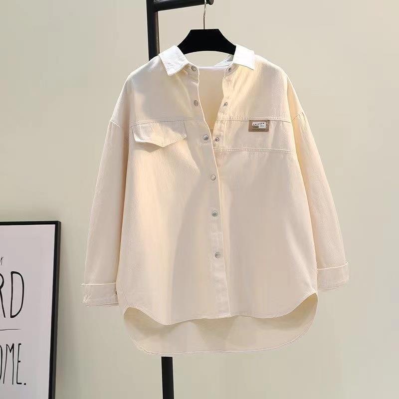 Women 100% Cotton Blouse Thickened Korean Version Loose Slim Casual 