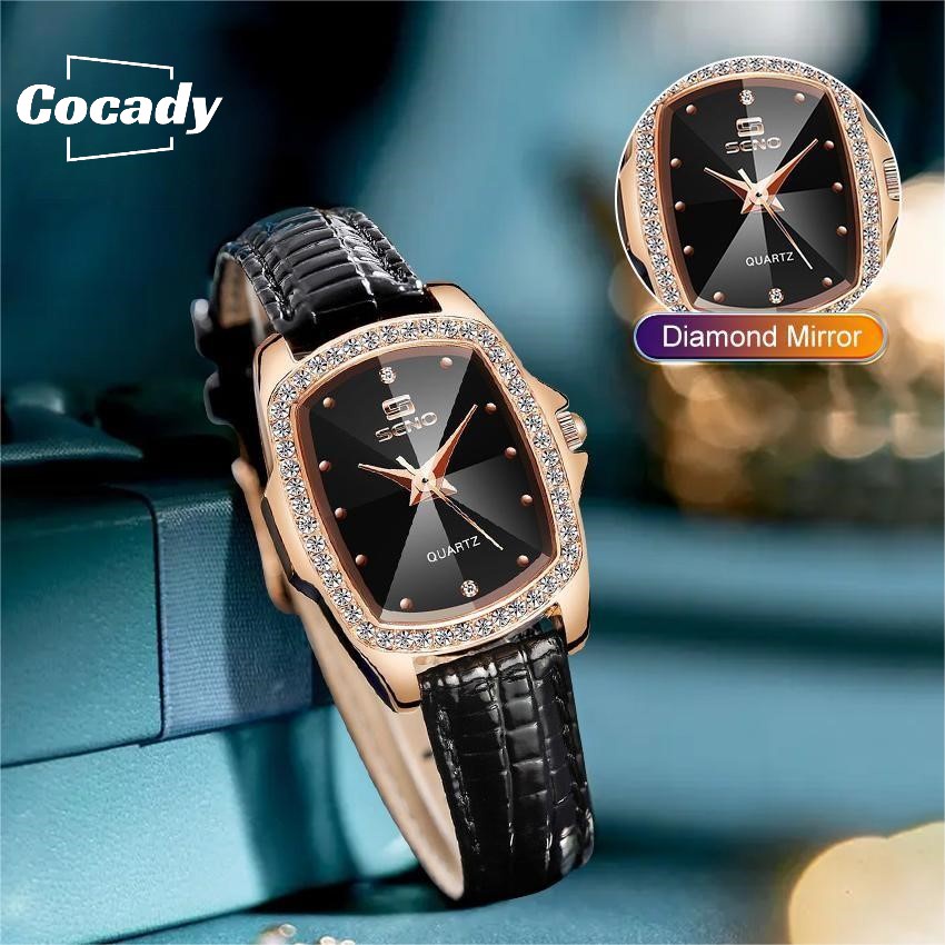 Cocady Women Watches Retro Square Dial Watch Casuals PU Strap