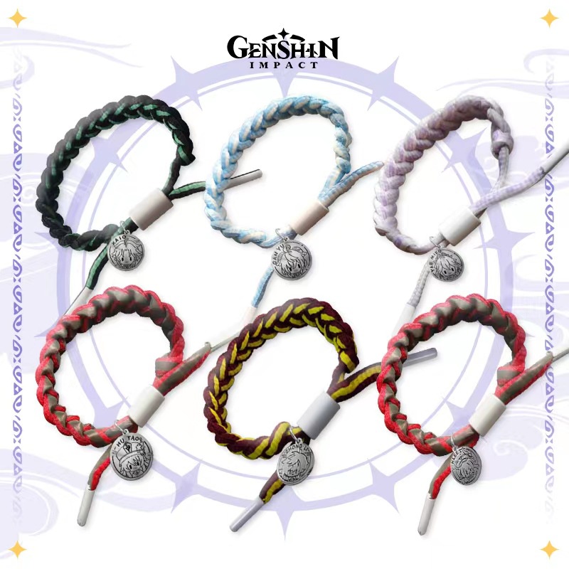 Genshin Impact game braided bracelet with many characters Raiden Shogun ...