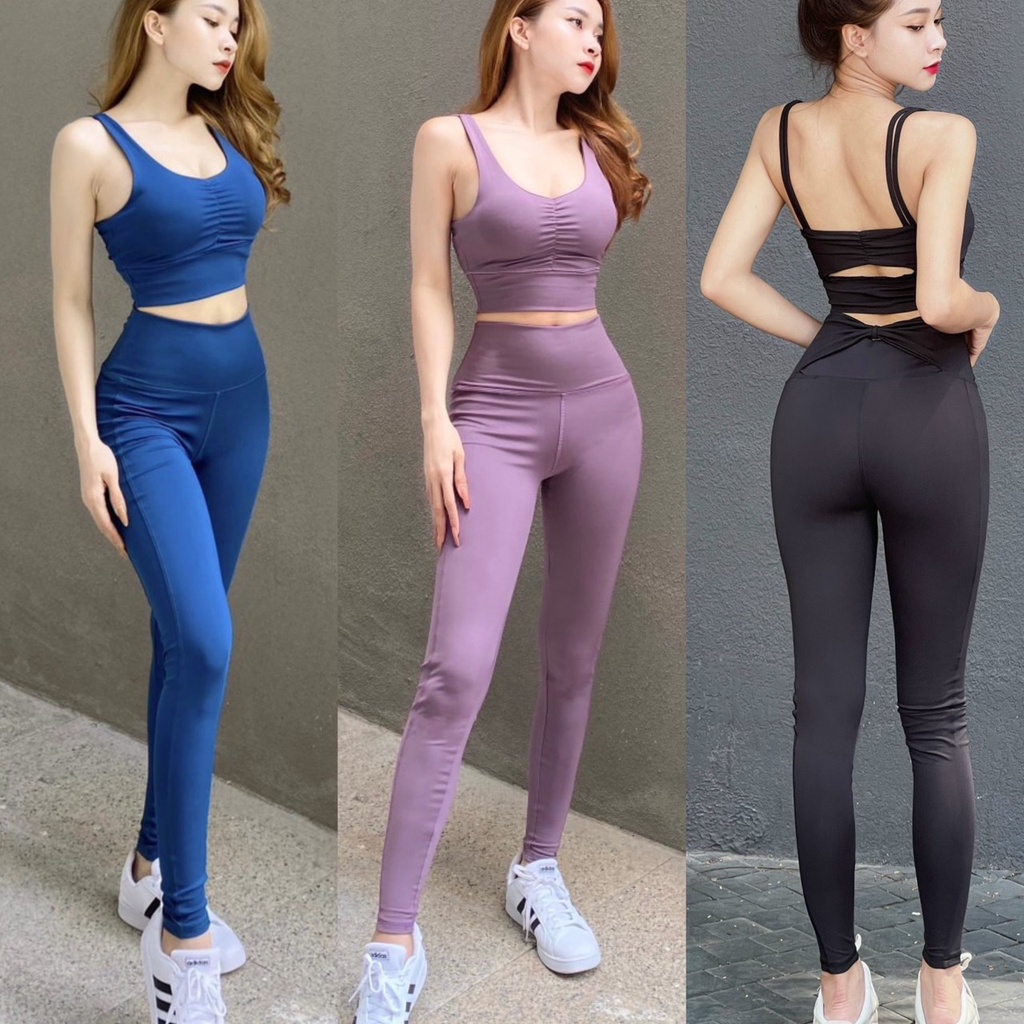 Women's Yoga Kit, Sportswear Set With Bow Tie