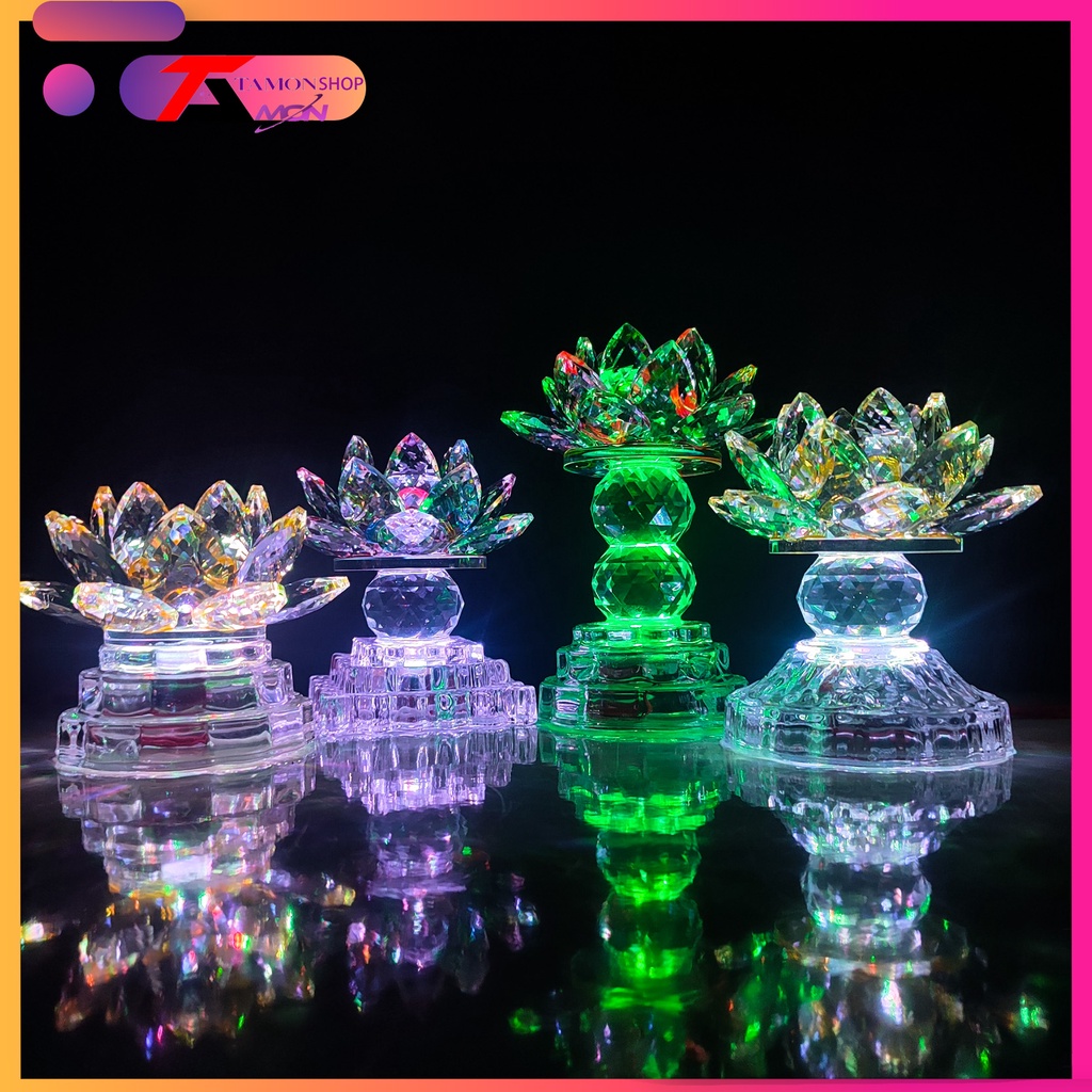 (PRICE FOR 1 PC) High-quality lotus crystal altar lamps with many types ...