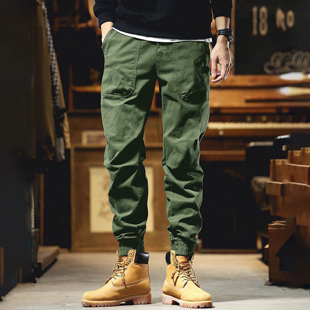 High Quality Men'S Khaki JOGGER Pants - Elastic Back Zipper | Shopee ...