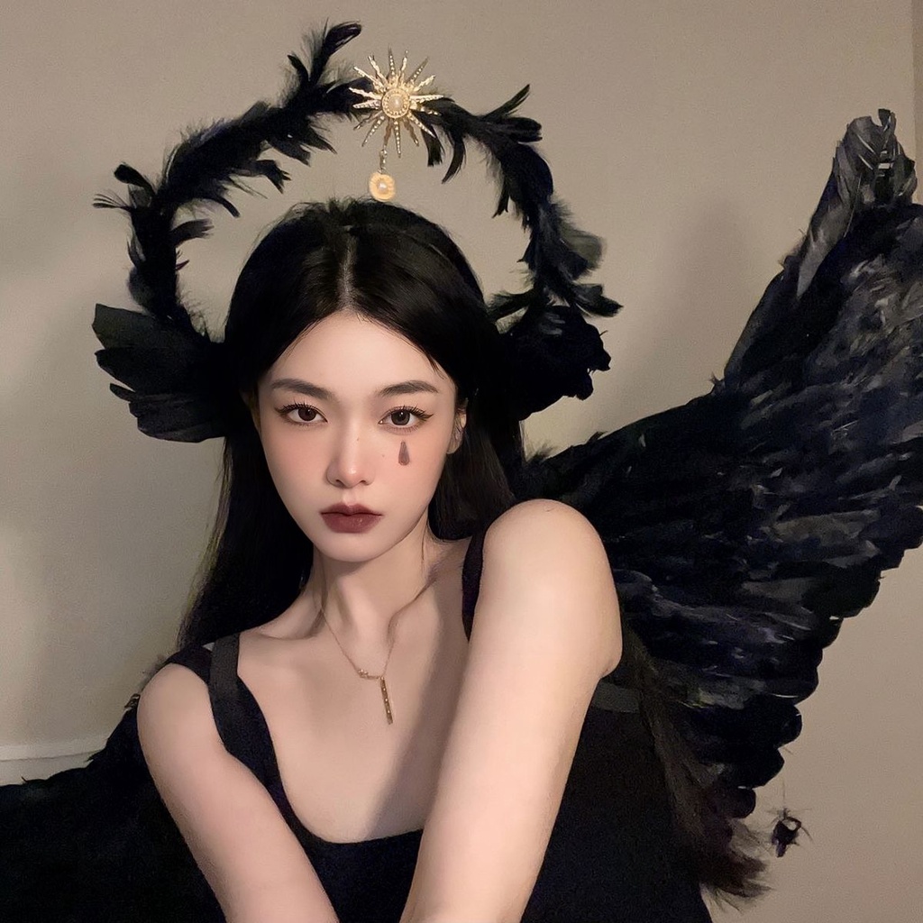 ** Cosplay * White Black Angel Wings Feather cosplay Halloween