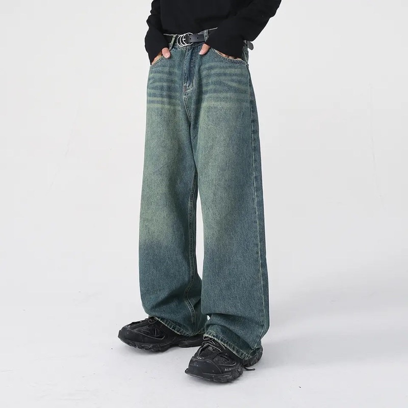 Baggy Jeans Denim QJ040 Sea Wash Super Wide | Shopee Singapore