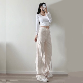 Korean style high waist suit ninth pants trousers harem pants women slim  fit casual apricot pants tapered long pants