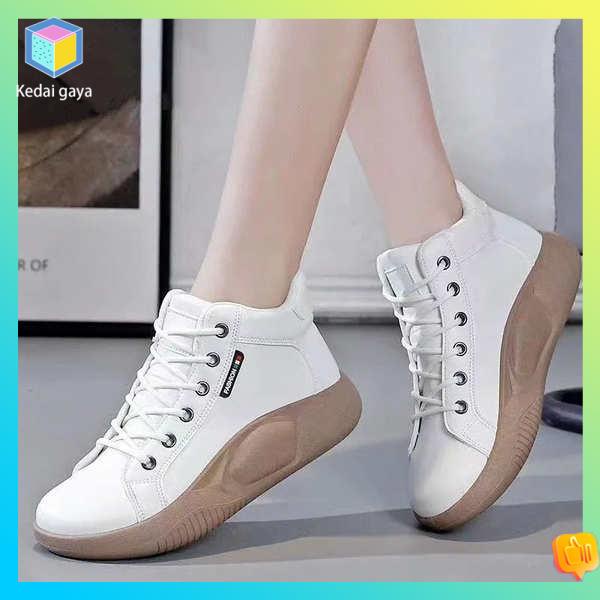 34 42 Large Size Women s Shoes 41 Leather High top Shoes Women s Autumn and  Winter Ins Thick soled White Shoes Fleece lined Short Boots Casual Shoes  40jpjl03.my20230926230738 | Shopee Singapore