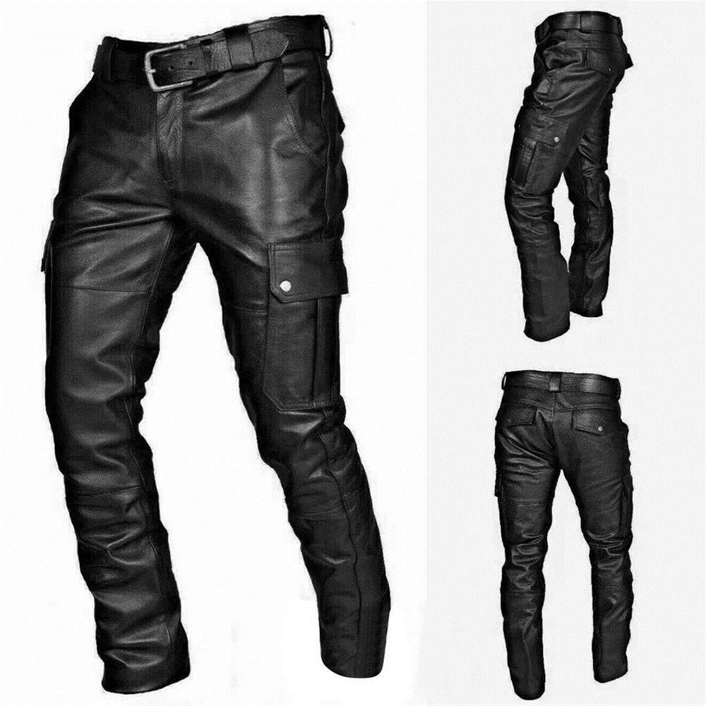 Mens black sales leather jeans