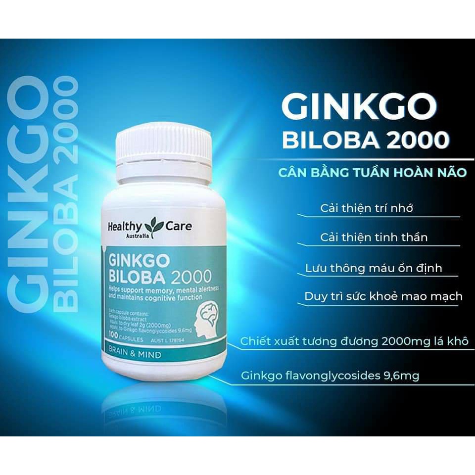 Healthycare Ginkgo Biloba Brain Supplement 2000mg 100 Tablets Shopee