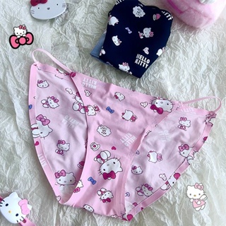 Sanrio Hello Kitty Panties Women Kawaii Ice Silk Seamless Breathable Thin  Panties Cartoon Cotton Low Waist Pink Briefs Kuromi