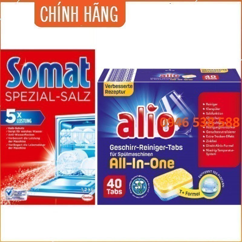 Combo Alio Dishwasher 40 Tablets + somat Dishwashing Salt 1.2kg For Dishwashers Shopee Singapore