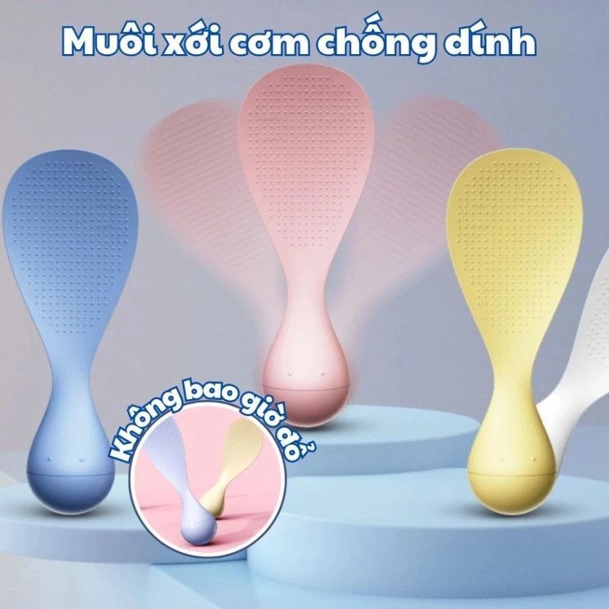 Self-Standing Rice Ladle Non-Stick Flipping Base Rice Stirrer 3D Grain ...