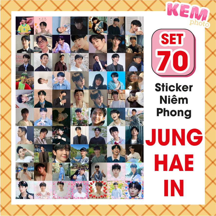 SET of 70 JUNG HAE IN sealed stickers - Cut out - 4x4cm stickers with ...