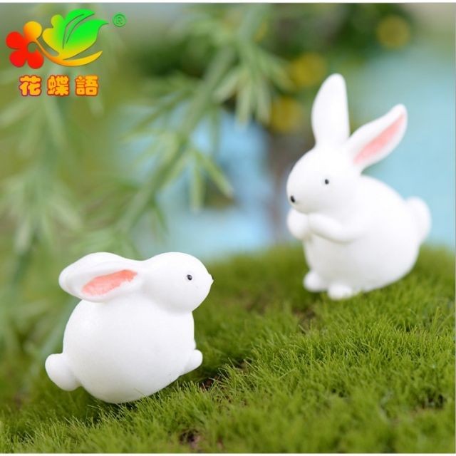 Miniatures - Cute White Plastic Rabbit, Miniatures - terrarium ...