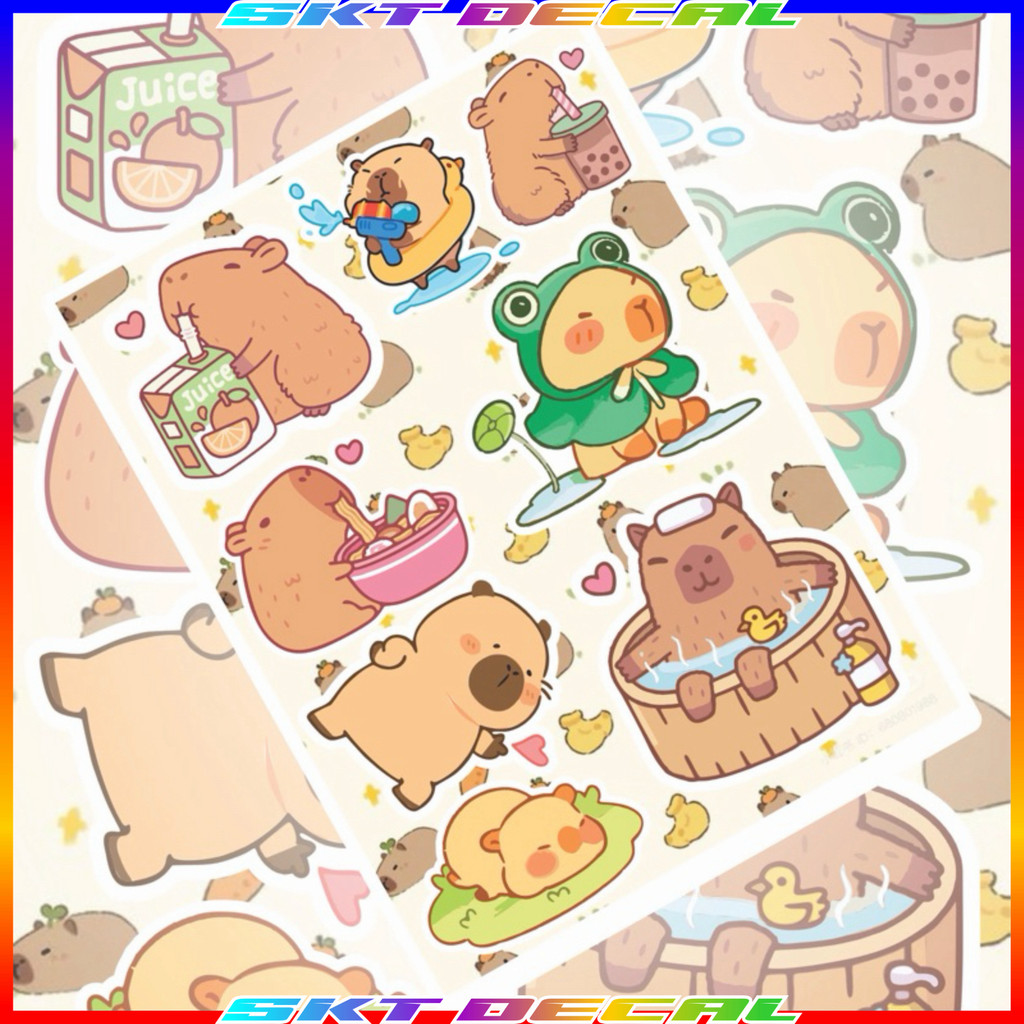 Set Sticker Capybara Sticker Decal Multi-Position Decorative Stickers ...
