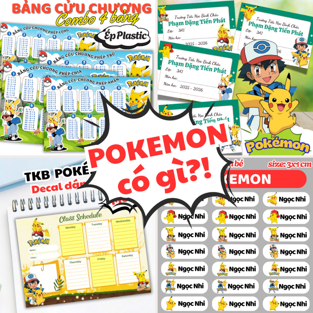 What is POKÉMON? (Notebook labels, book labels, nameplates, Timetables ...