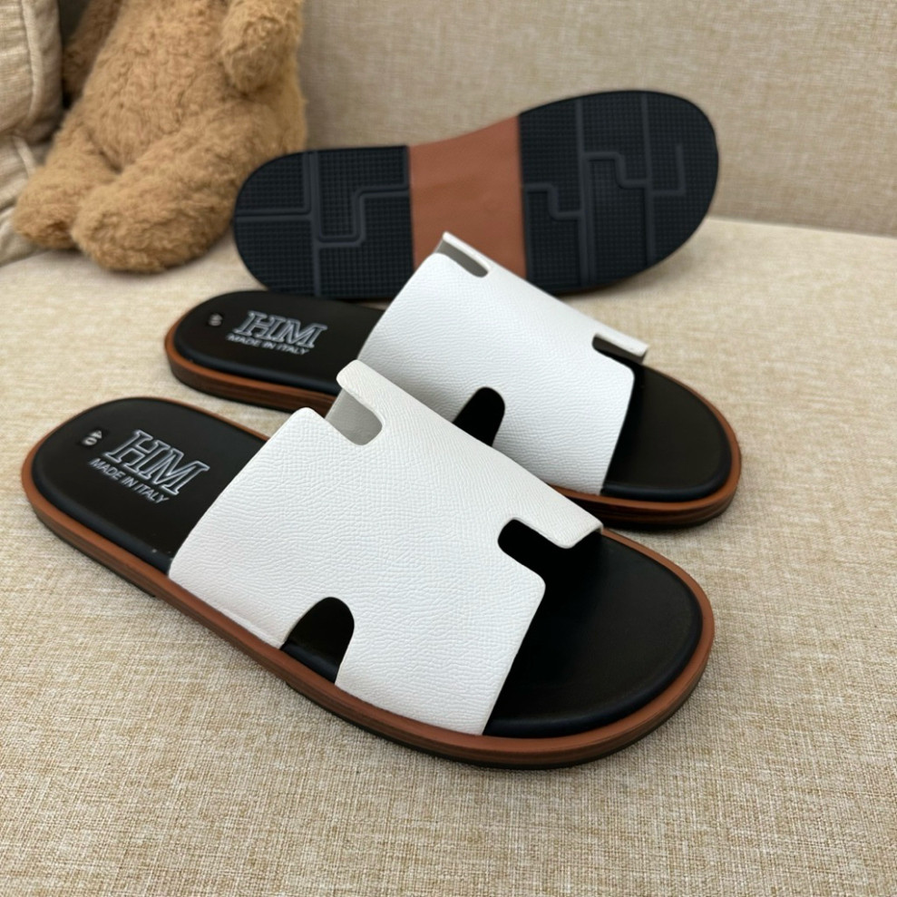 2026 H-shaped Men's Leather Sandals with cow straps - vibram sole ...