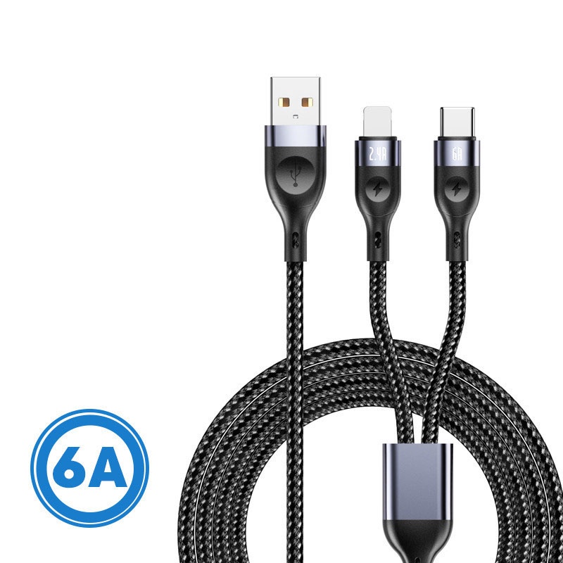 2 In 1 Super Fast Charging Cable 120W Dual-Head Flash Charging Data ...