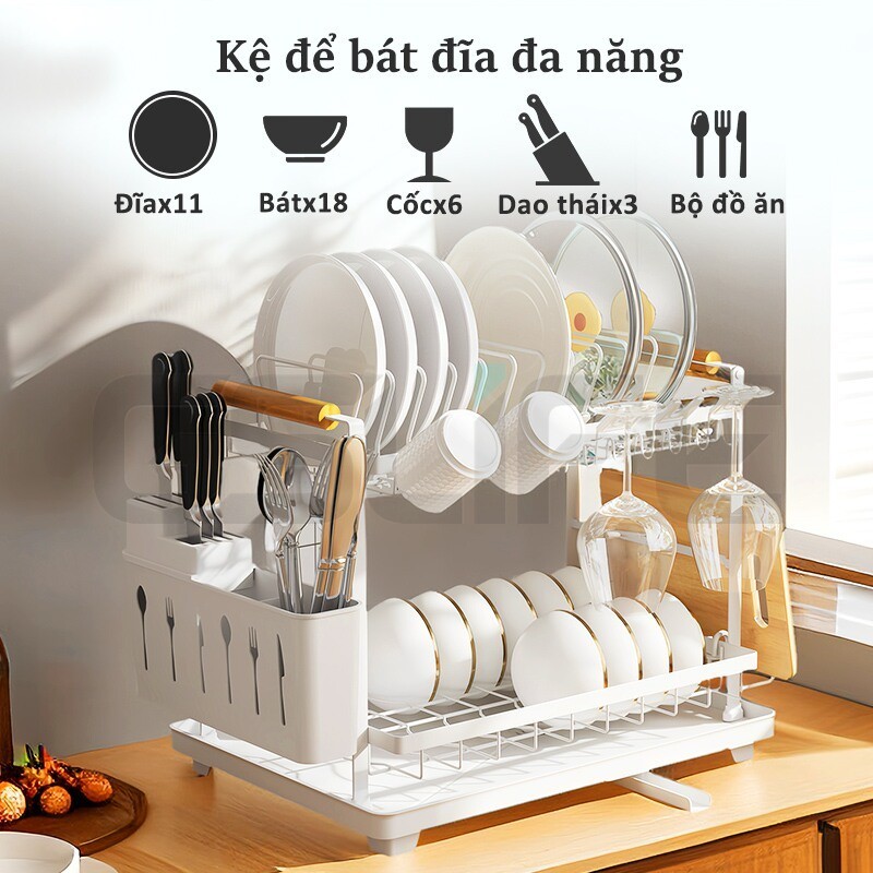 Gslife Black Painted Smart Dish Rack - Folding Dish Rack, Wooden Handle ...