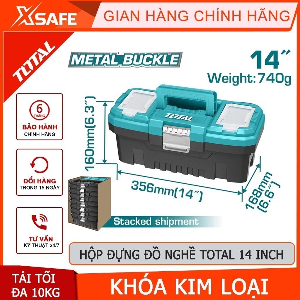 TOTAL tool box High load metal locking tool box, sturdy and durable PP ...