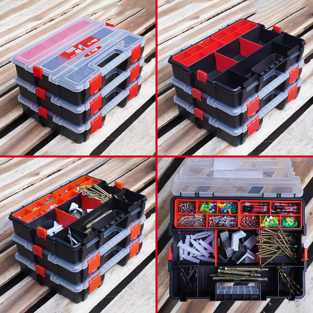 Bison plastic parts storage box with many convenient compartments for ...