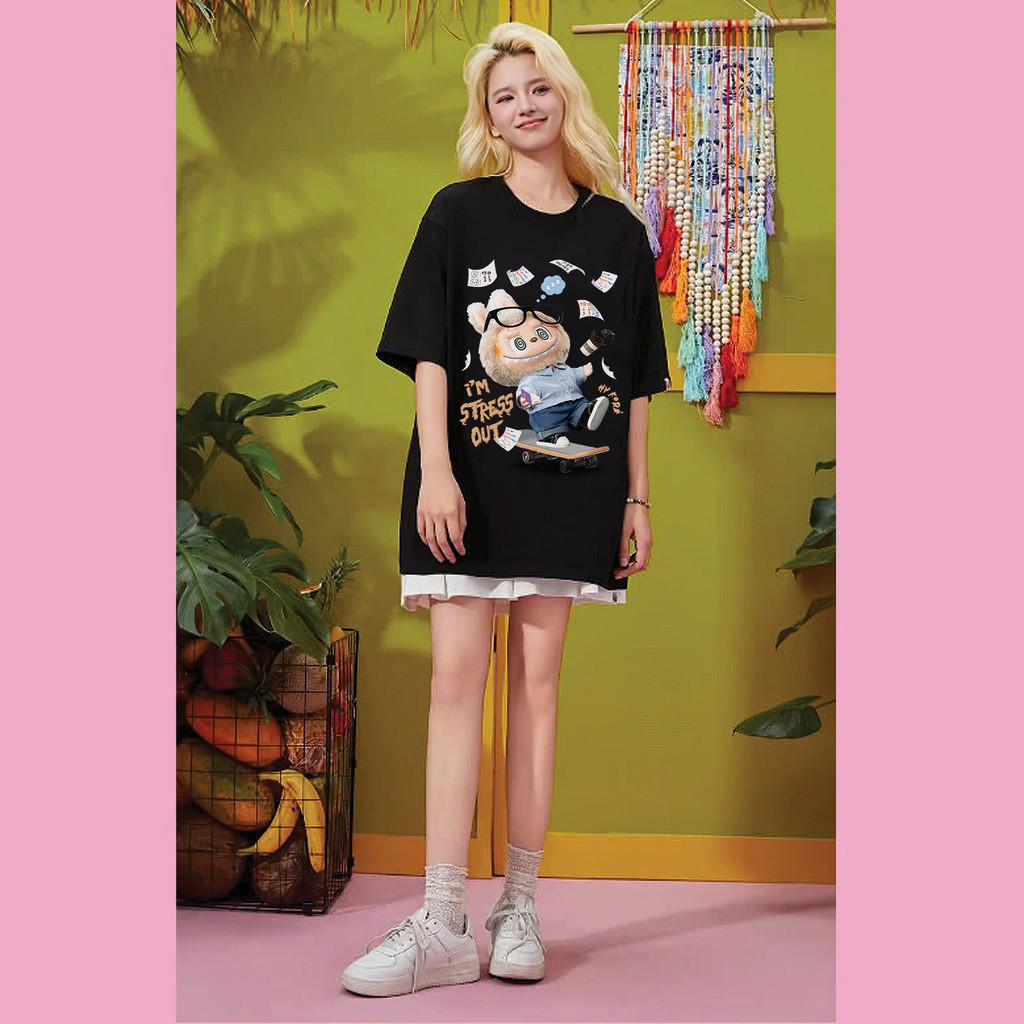 LABUBU T-shirt HY KOREA Labubu Learning Math Stress 1687 long sleeve ...