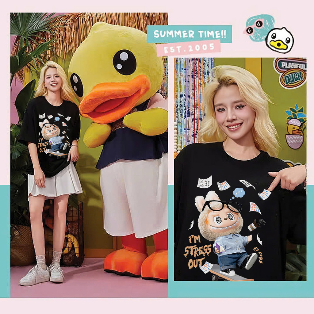 LABUBU T-shirt HY KOREA Labubu Learning Math Stress 1687 long sleeve ...