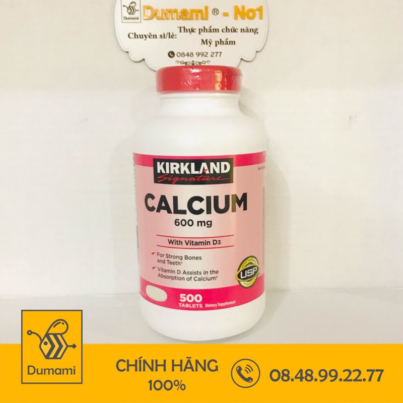 Calcium Kirkland Calcium 600mg Vitamin D3 supplements bottle of 500